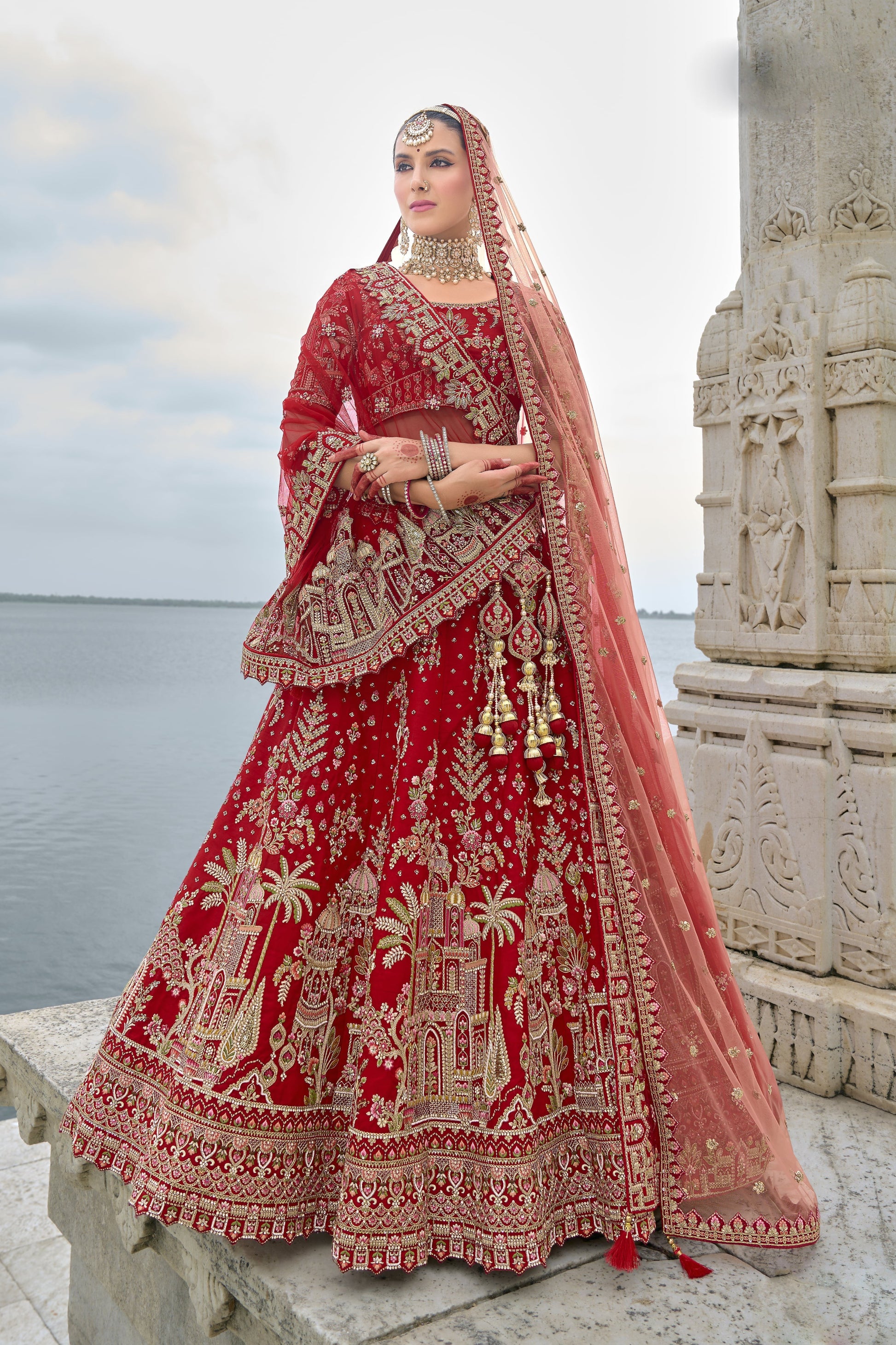 Experience bridal couture with lehengas that sparkle with intricate artistry.
