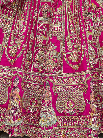 New Bollywood pink ready choli with heavy work dupatta.
