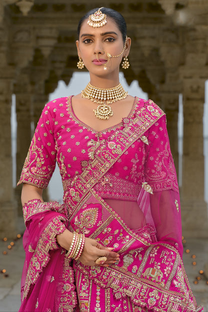 New Bollywood pink ready choli with heavy work dupatta.