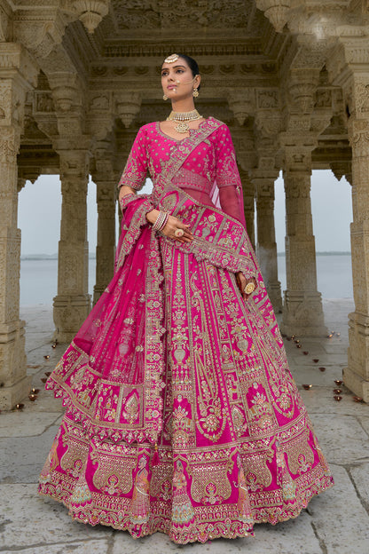New Bollywood pink ready choli with heavy work dupatta.