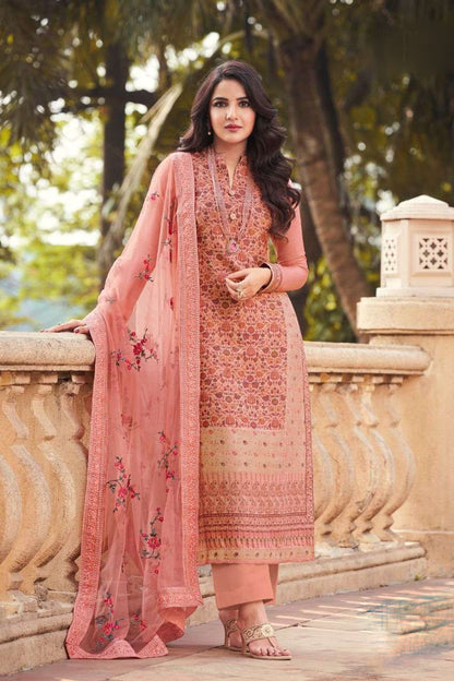 Newest Off Red Chikan Embroidery Salwar Kameez Collection