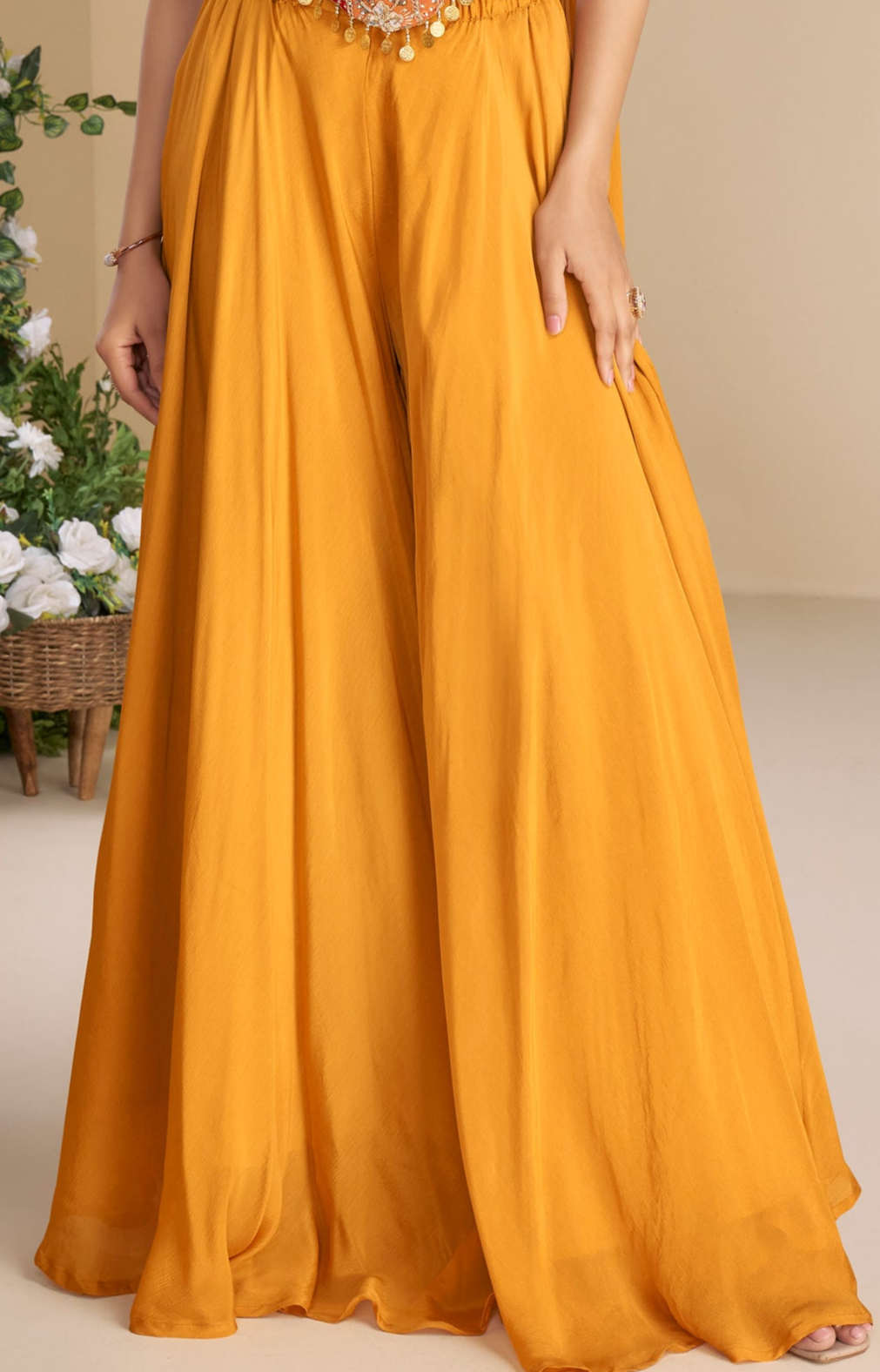 Chinon Silk Sharara Palazzo Dupatta Suit Bridesmaid Outfit