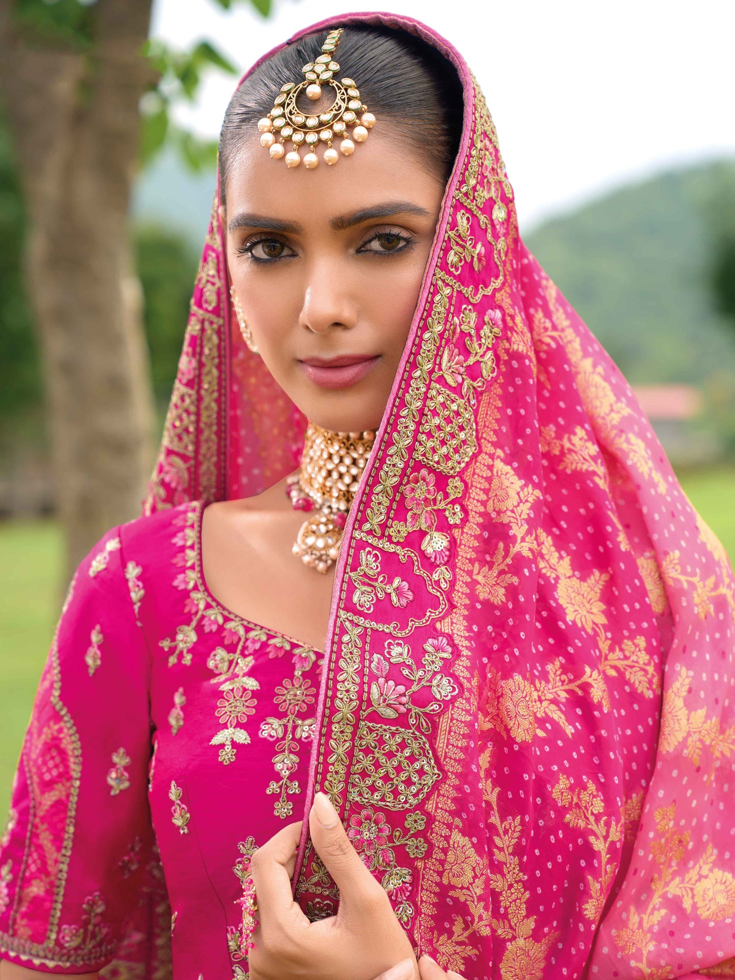 "Elegant lehengas for U.S.-based Indian celebrations."
