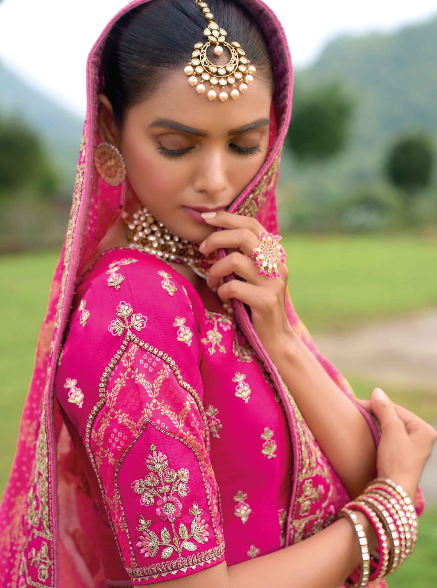 "Elegant lehengas for U.S.-based Indian celebrations."

