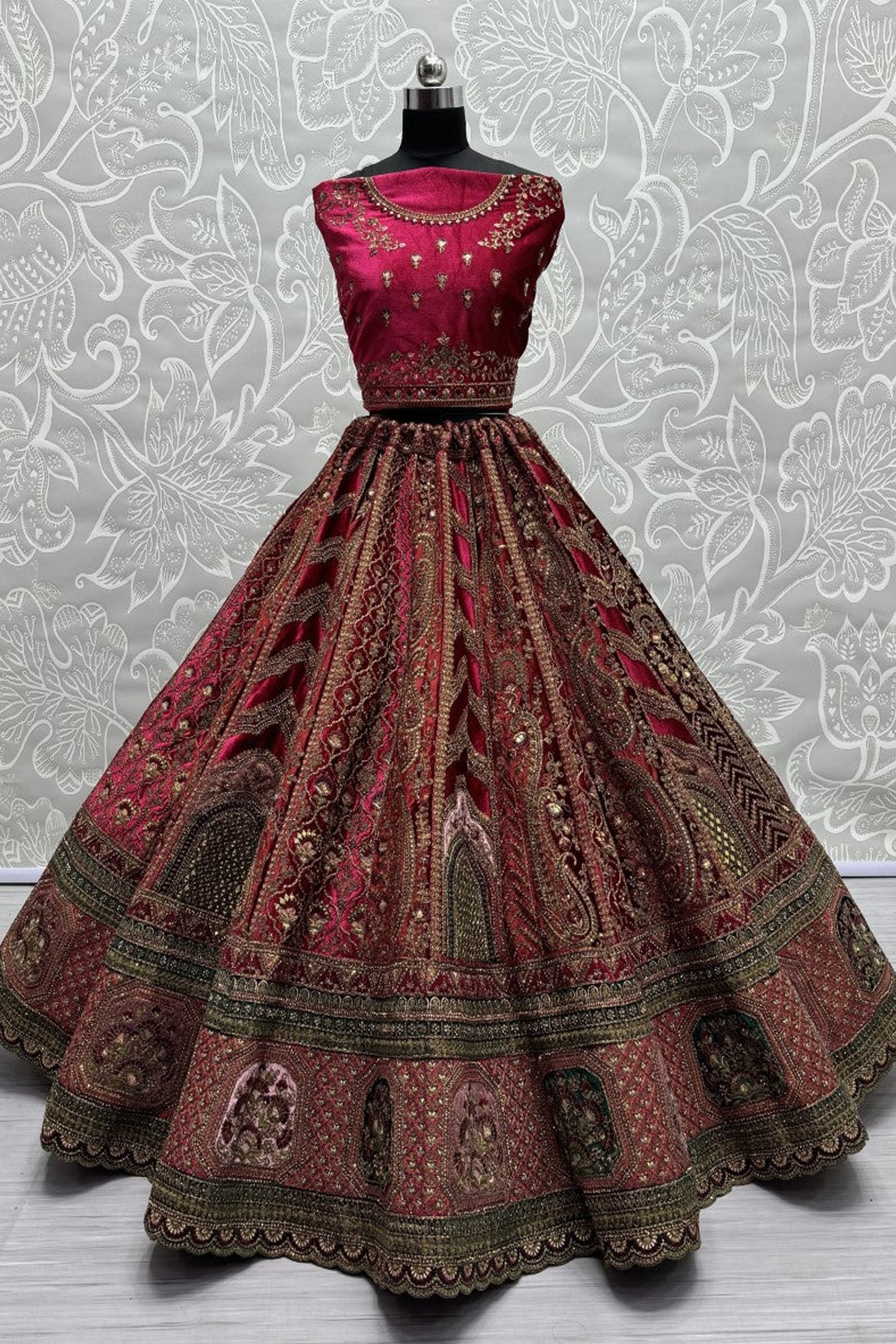"Stylish lehengas for U.S.-based Indian functions."
