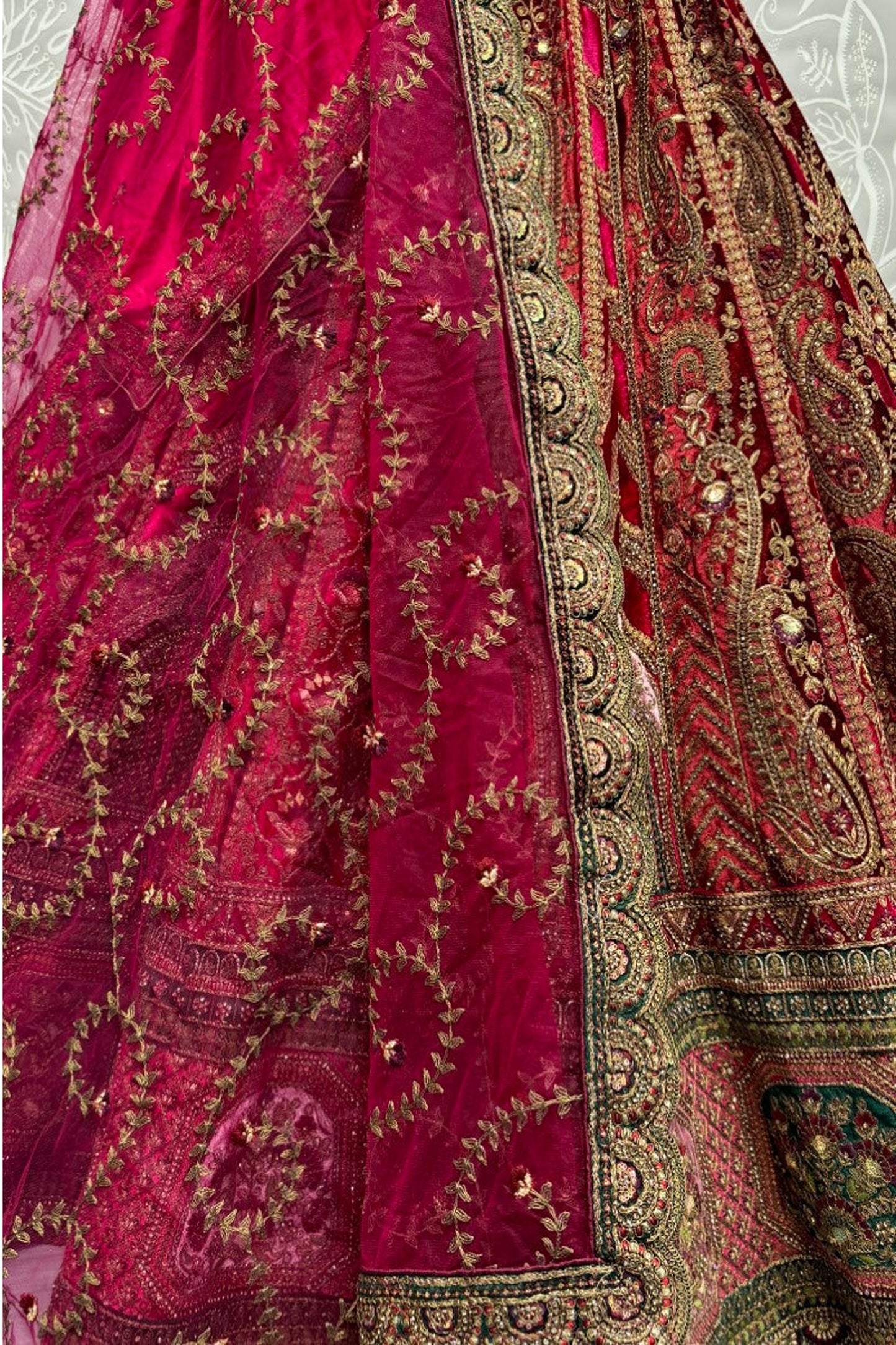 "Stylish lehengas for U.S.-based Indian functions."
