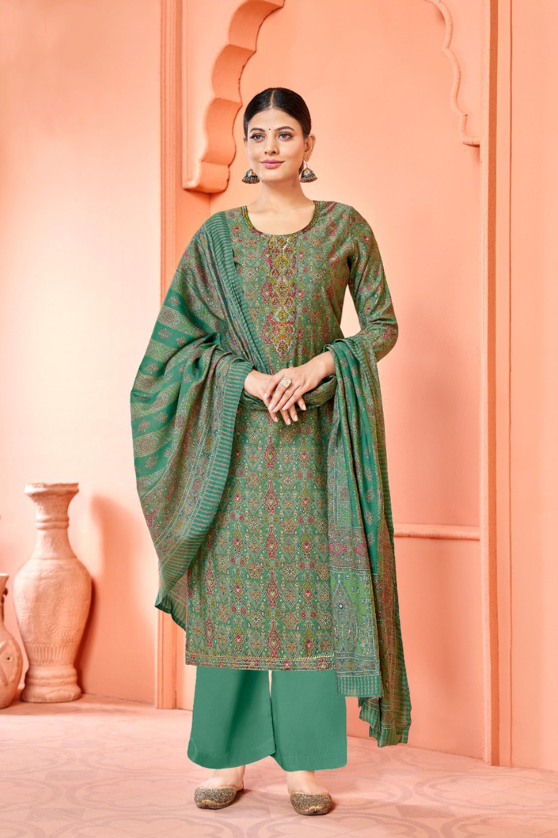 Pistachio green cotton wear exudes calm elegance and freshness—ideal for weddings, Eid, or summer gatherings.