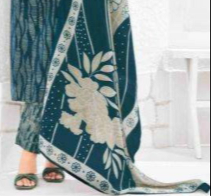 Teal blue cotton outfit with a refreshing and stylish appeal, ideal for casual gatherings, festive days, and comfortable everyday wear.
