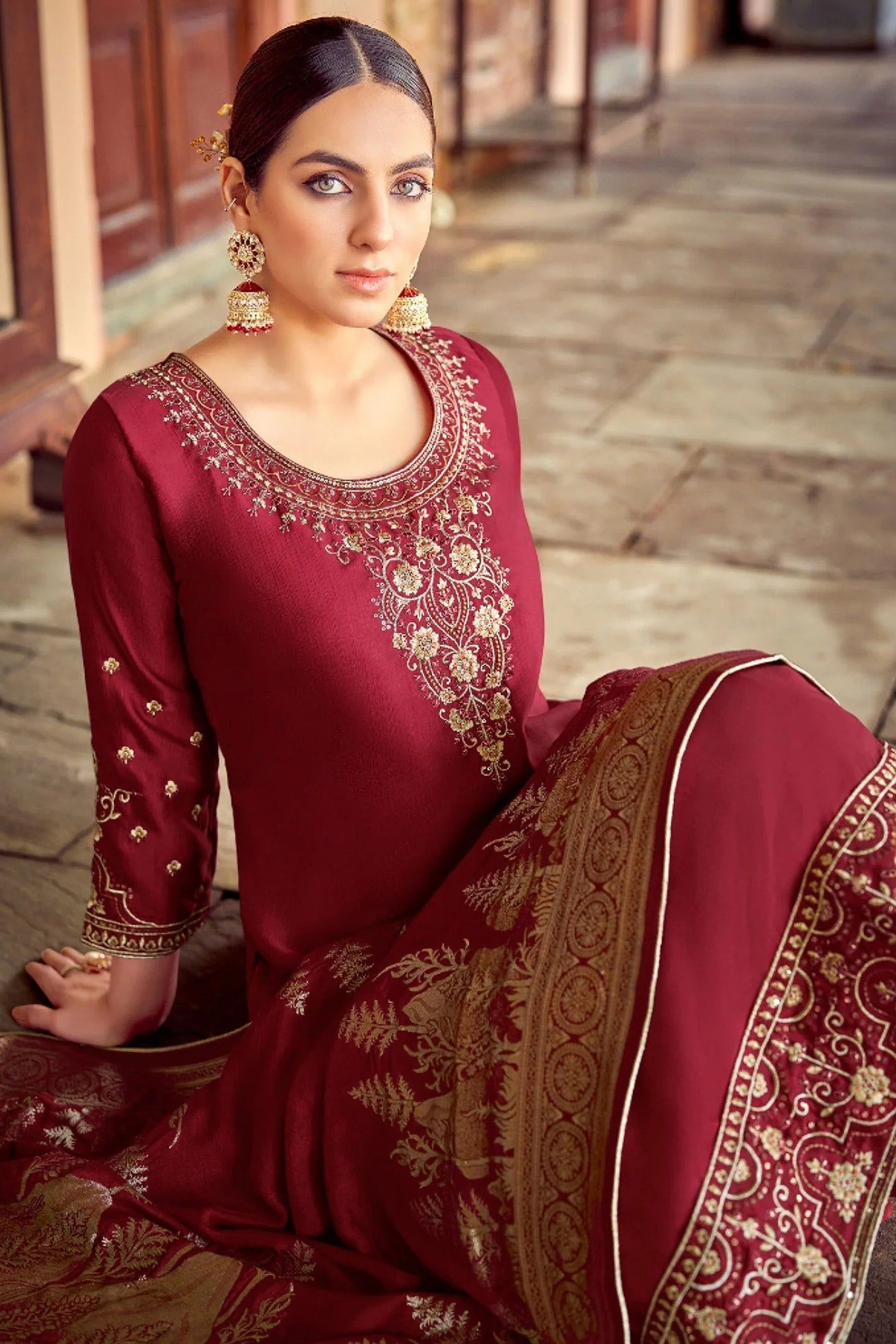 maroon cotton wear speaks tradition and boldness – perfect for weddings and festive nights.