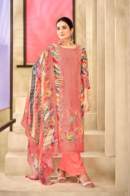 Soft peach cotton outfit with a light and airy feel, perfect for everyday wear, brunches, and warm-weather occasions.
