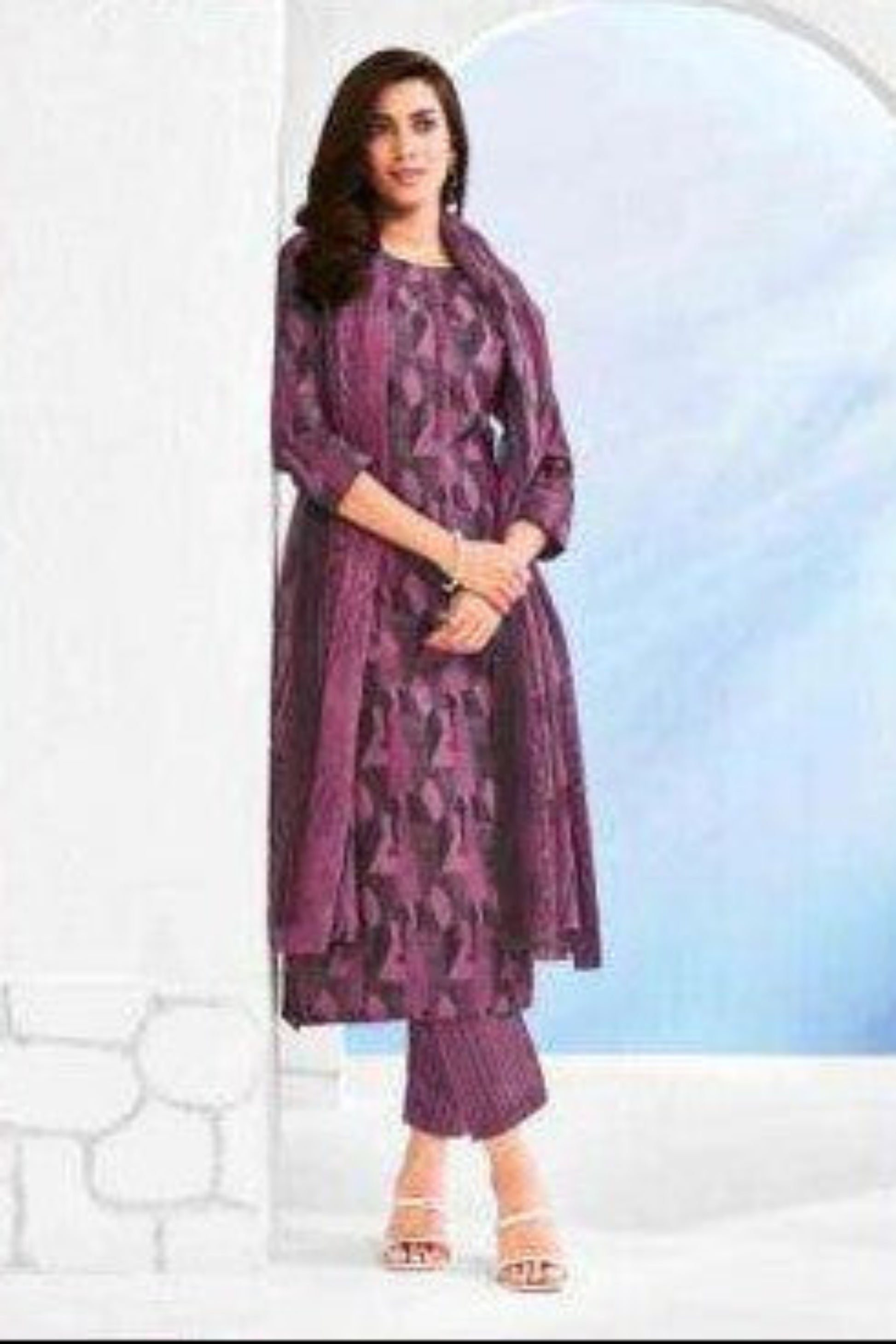 Dark pink cotton outfit with a bold and feminine charm, ideal for festive celebrations, family gatherings, and vibrant everyday wear.
