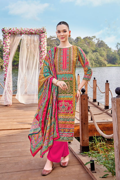 Pink colour cotton wear reflects softness and charm – perfect for graceful day functions.
