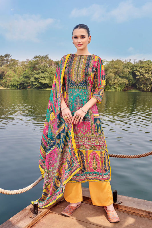 Yellow colour cotton wear brings sunshine and joy – ideal for Haldi, Eid, or summer events.
