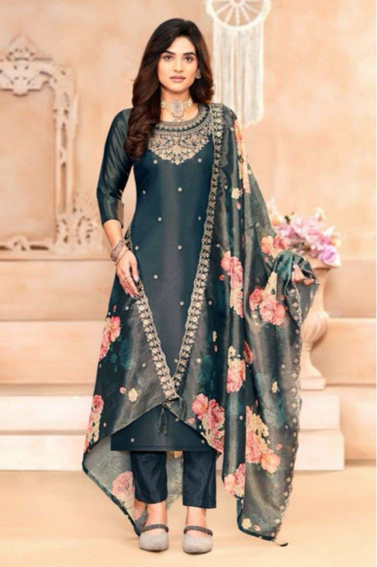 Dark blue cotton wear offers a rich, elegant look that's perfect for both everyday sophistication and festive charm.
