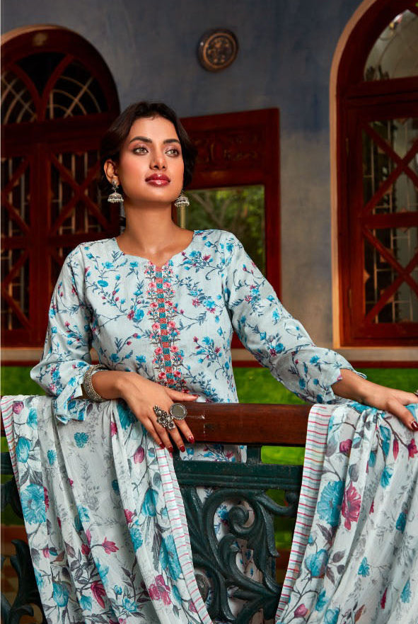 Sky blue colour cotton wear brings breezy freshness – perfect for casual days and summer events.
