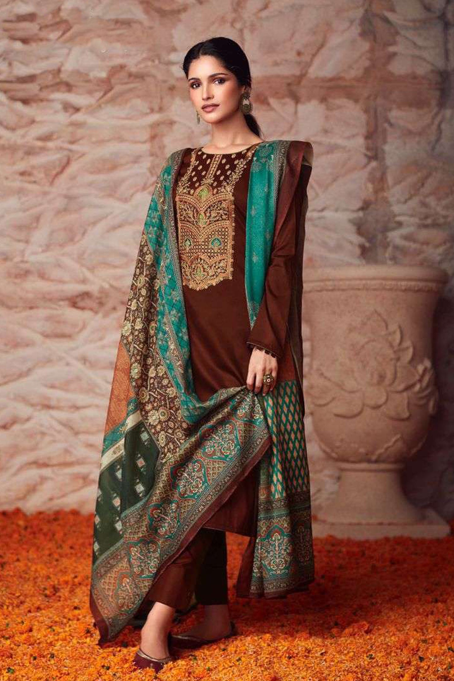 Brown cotton wear speaks tradition and boldness – perfect for weddings and festive nights.