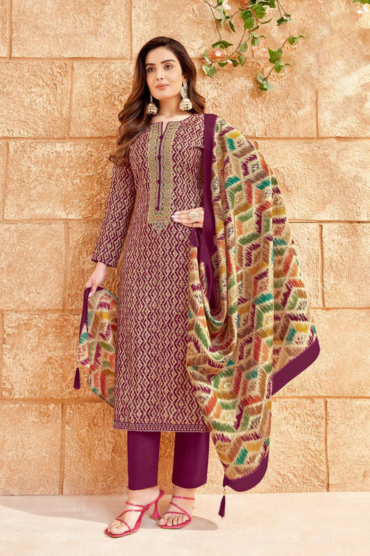 "Wine colour cotton wear exudes rich sophistication – a bold yet graceful choice for any occasion."