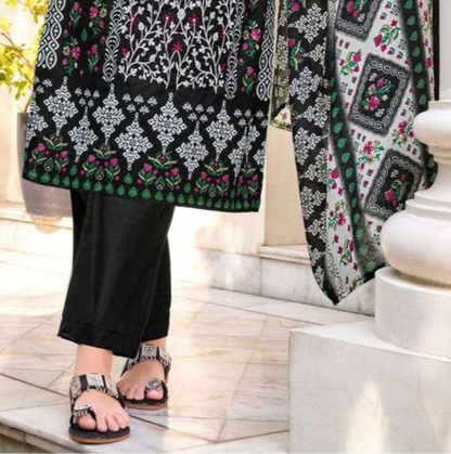 Classic black cotton outfit with a sleek and timeless appeal, perfect for everyday wear, evening outings, and festive occasions.
