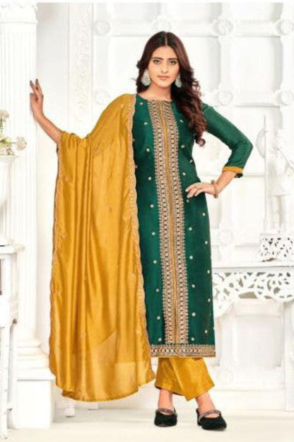 Dark green cotton outfit with a rich and earthy tone, perfect for festive celebrations, cultural events, and elegant daily wear.

