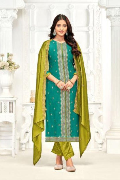 Ramdan Special Teal Blue Designer Embroidery Work Shalwar Kameez