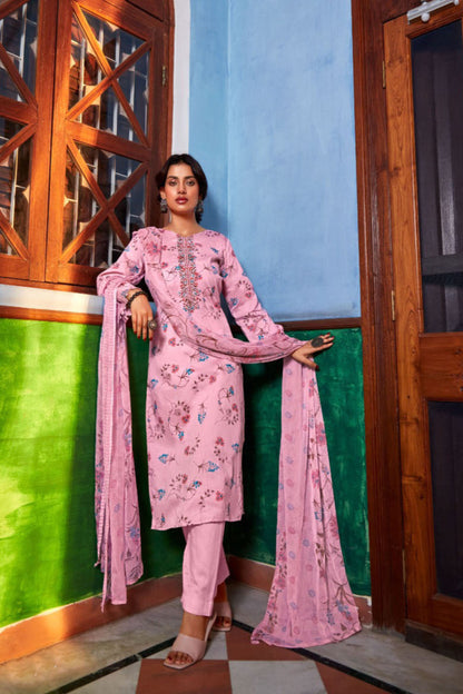 Pink colour cotton wear reflects softness and charm – perfect for graceful day functions.
