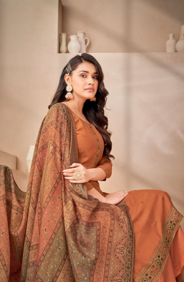 Orange colour cotton wear adds vibrance and energy – a bold choice for cultural celebrations.
