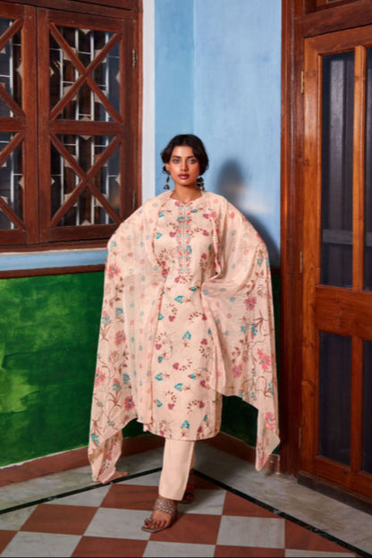 Peach colour cotton wear gives a soft and fresh look