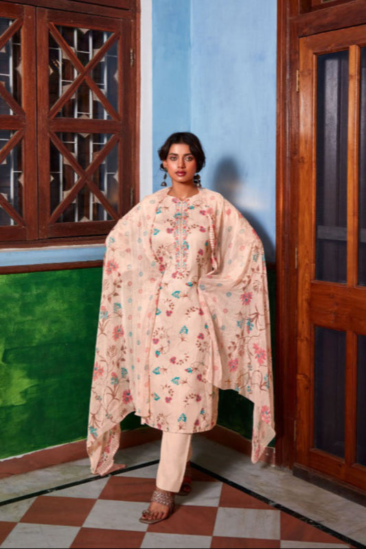 Peach colour cotton wear gives a soft and fresh look