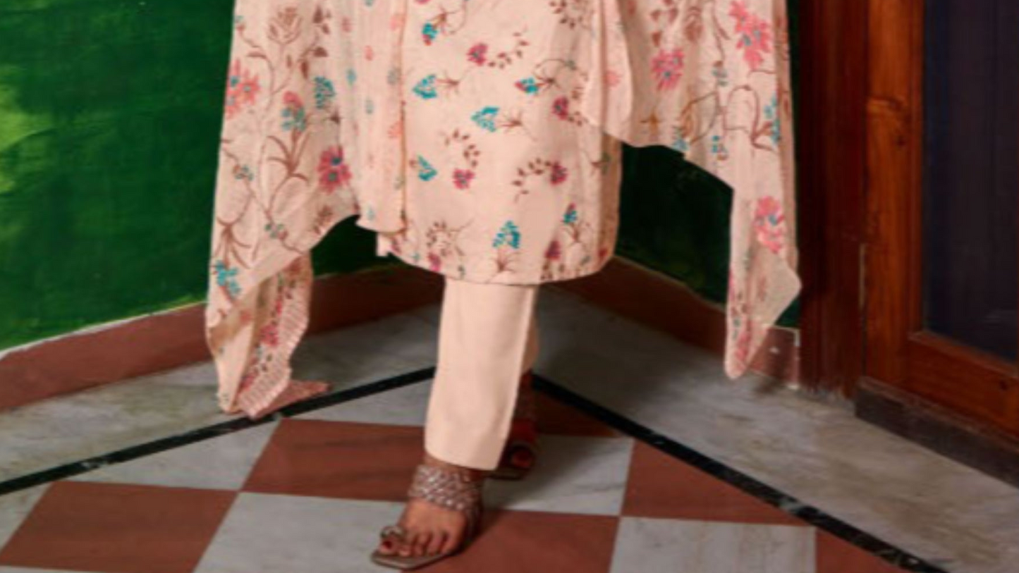 Stylish designer cotton embroidery salwar kameez with chiffon dupatta