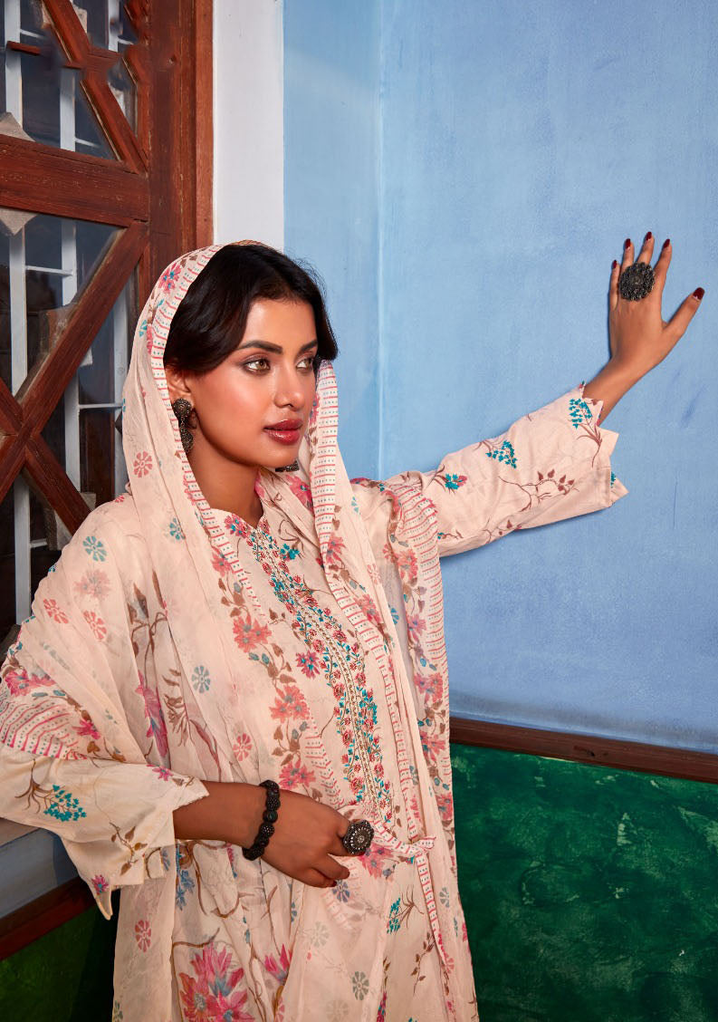 Peach colour cotton wear gives a soft and fresh look