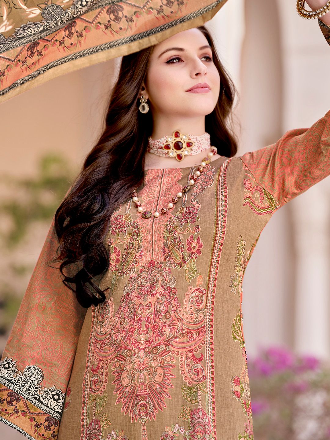 Orange colour cotton wear adds vibrance and energy – a bold choice for cultural celebrations.
