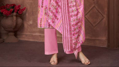 Pink traditional designer embroidery work salwar suit with dupatta