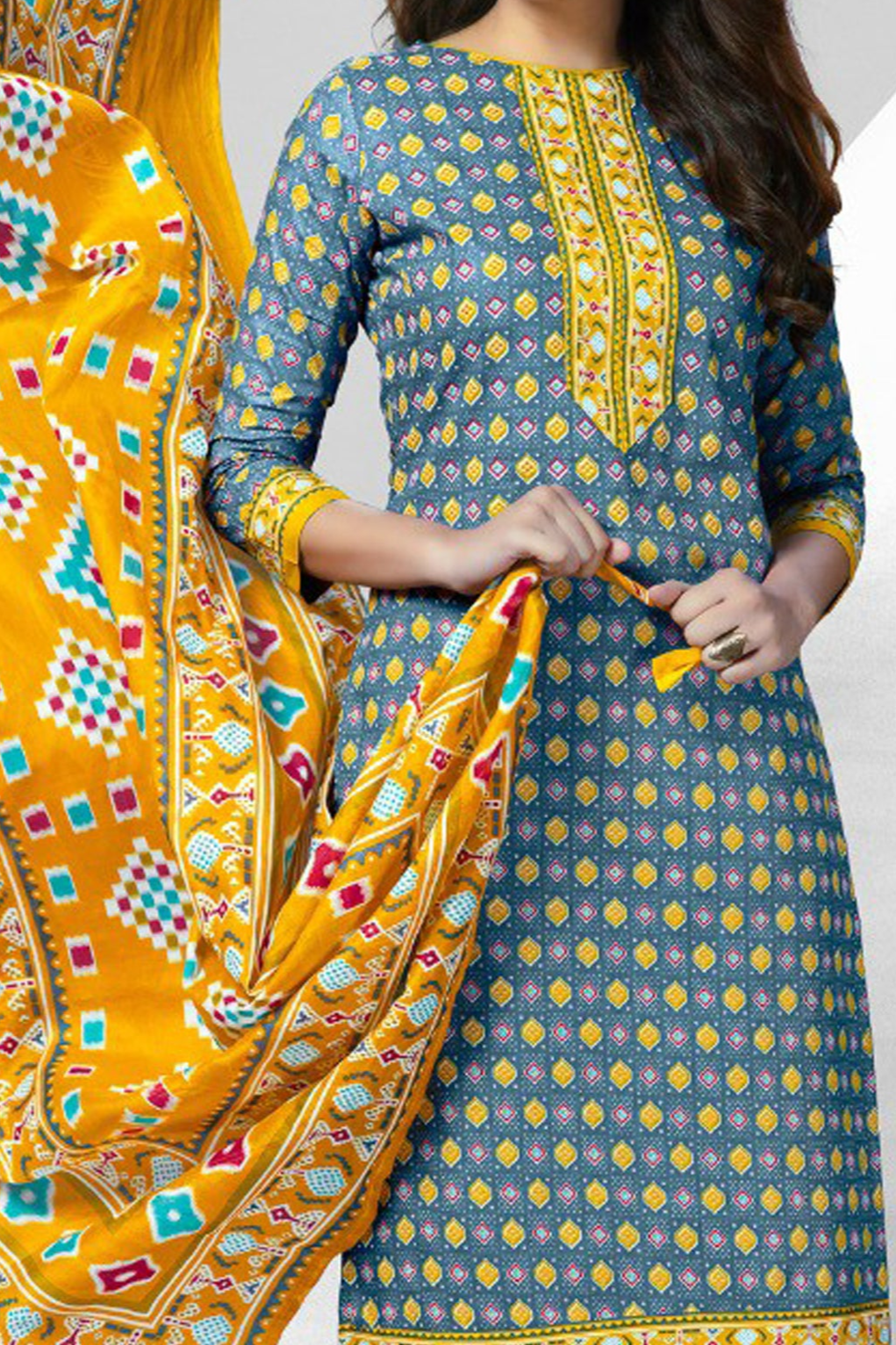 Yellow colour cotton wear brings sunshine and joy – ideal for Haldi, Eid, or summer events.
