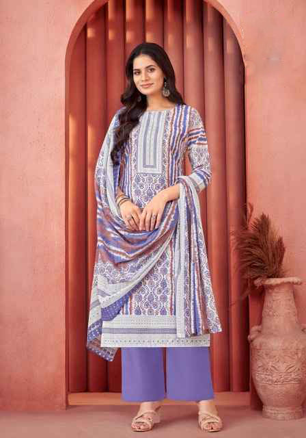 Purple and white cotton outfit with a graceful and calm look, perfect for daily wear, festive mornings, and relaxed gatherings.
