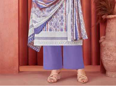 Purple and white cotton outfit with a graceful and calm look, perfect for daily wear, festive mornings, and relaxed gatherings.
