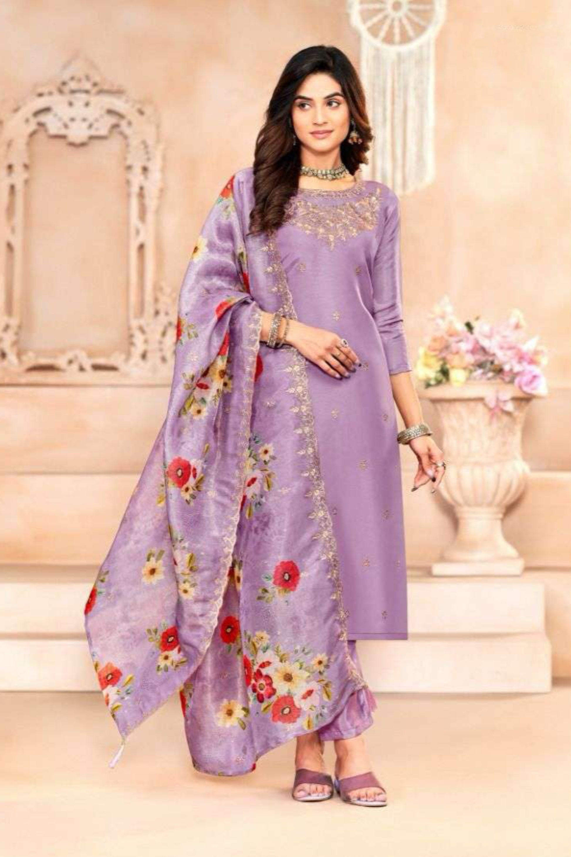 Lavender cotton wear offers a soft, graceful charm with its pastel tone, perfect for adding a touch of elegance to everyday or festive looks.
