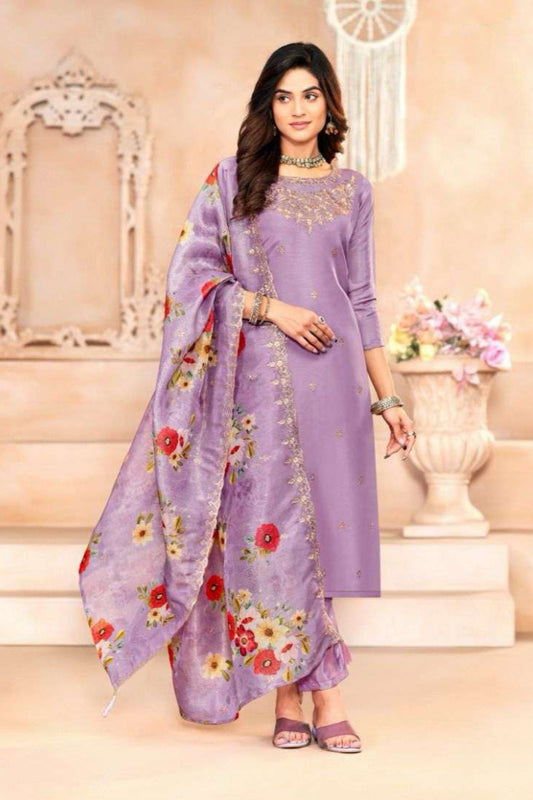 Lavender cotton wear offers a soft, graceful charm with its pastel tone, perfect for adding a touch of elegance to everyday or festive looks.
