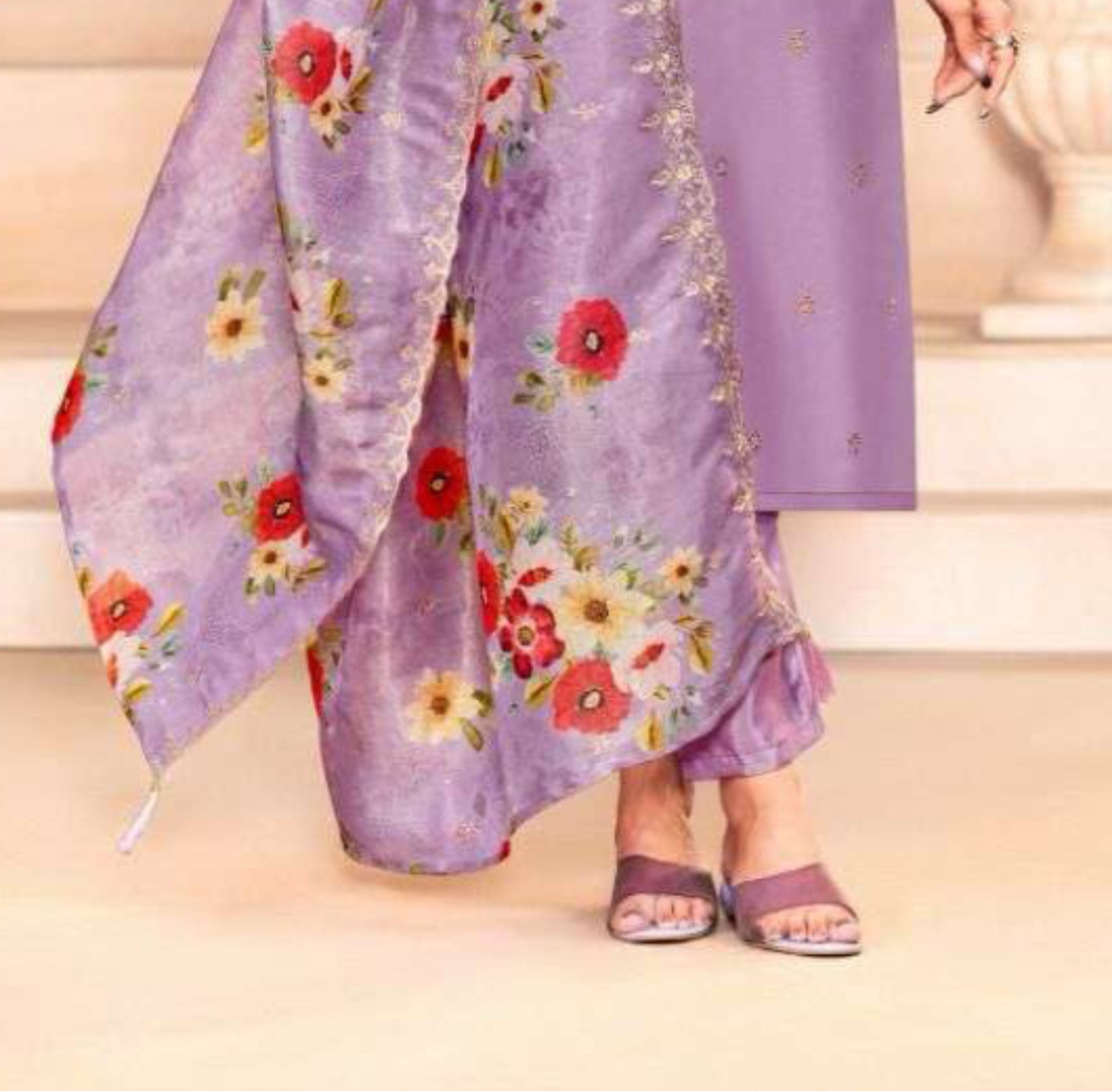 Lavender cotton wear offers a soft, graceful charm with its pastel tone, perfect for adding a touch of elegance to everyday or festive looks.
