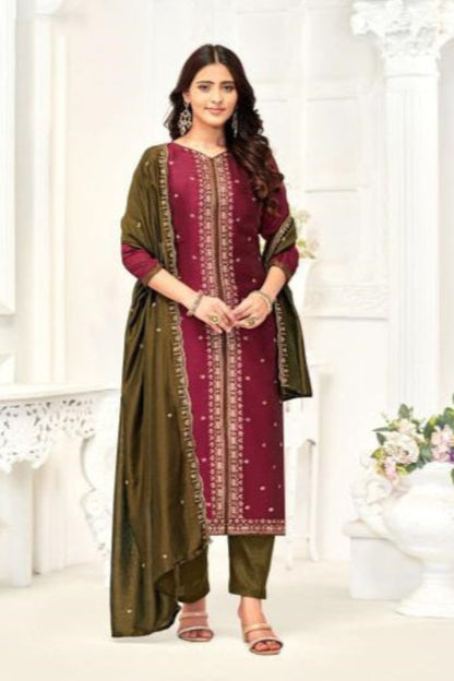 Dark red cotton outfit with a bold and timeless appeal, ideal for festive occasions, traditional functions, and graceful everyday wear.
