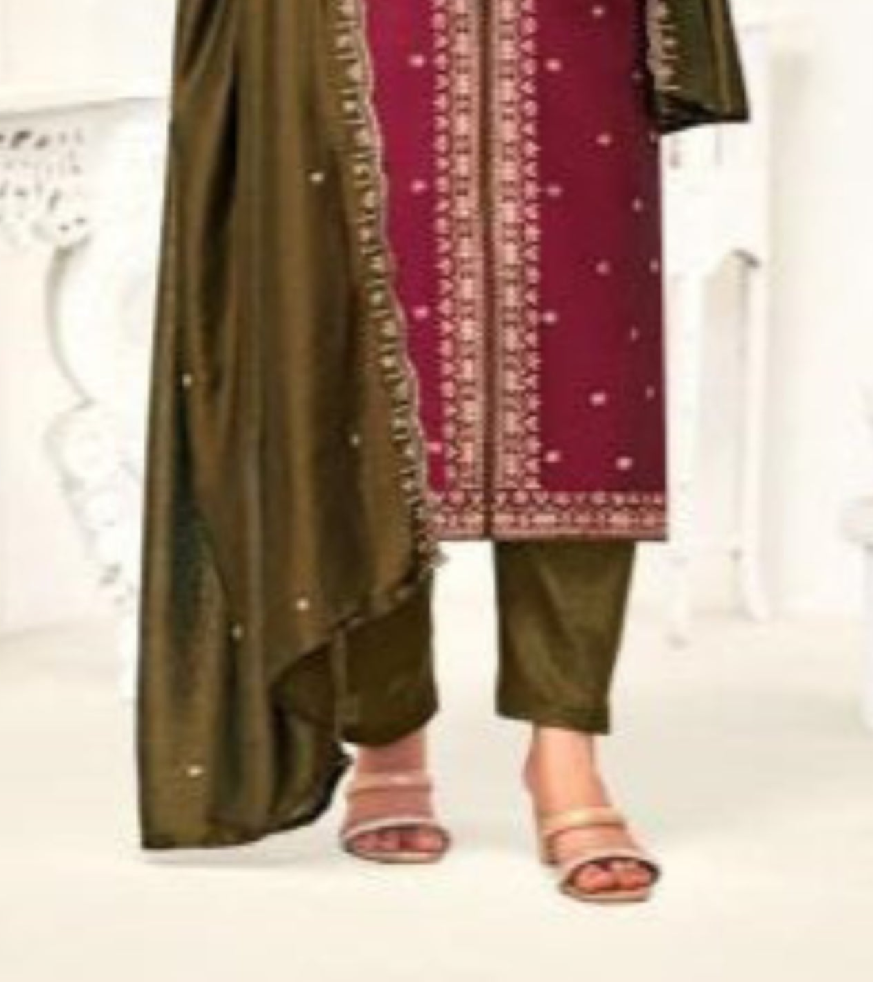 Dark red cotton outfit with a bold and timeless appeal, ideal for festive occasions, traditional functions, and graceful everyday wear.
