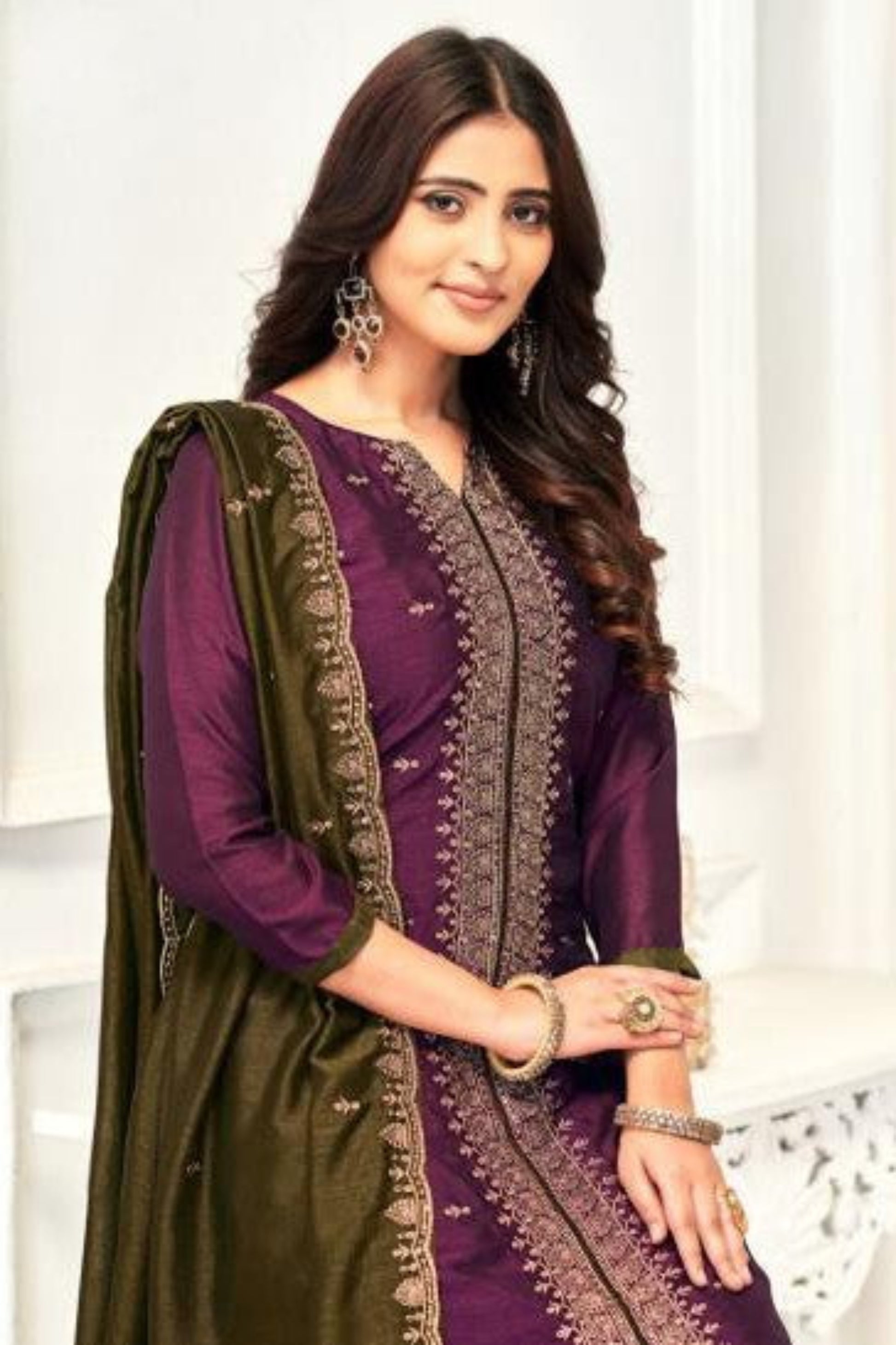 Wine cotton outfit with deep, regal tones—perfect for special gatherings, evening wear, and adding elegance to everyday style.
