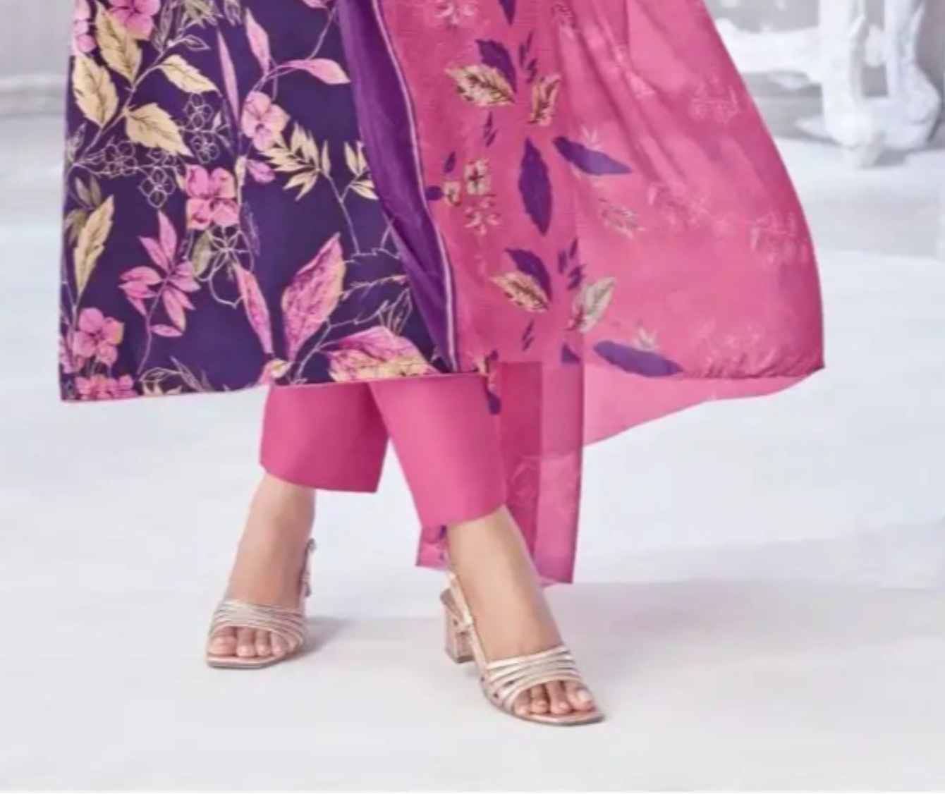 Purple cotton outfit with a rich and graceful appeal, ideal for festive gatherings, casual outings, and elegant daytime wear.
