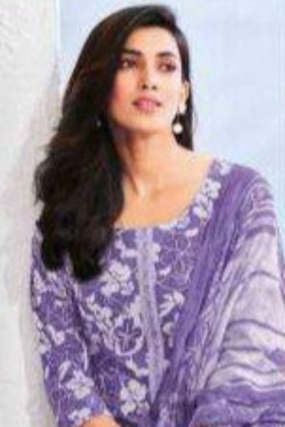 Lavender cotton outfit with a soft and soothing appeal, perfect for casual days, summer outings, and light festive occasions.
