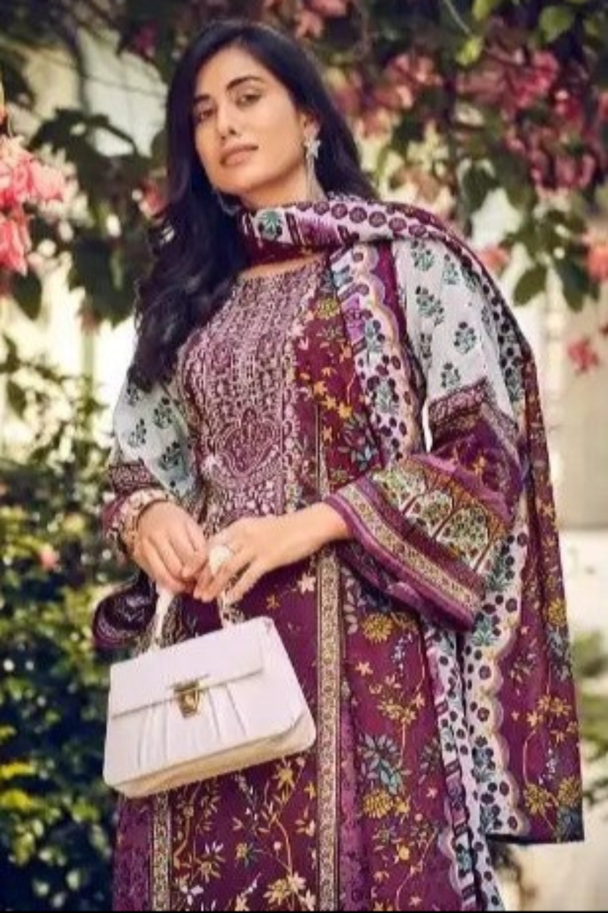 Wine-colored cotton outfit with a rich and elegant vibe, perfect for festive evenings, family gatherings, and traditional events.
