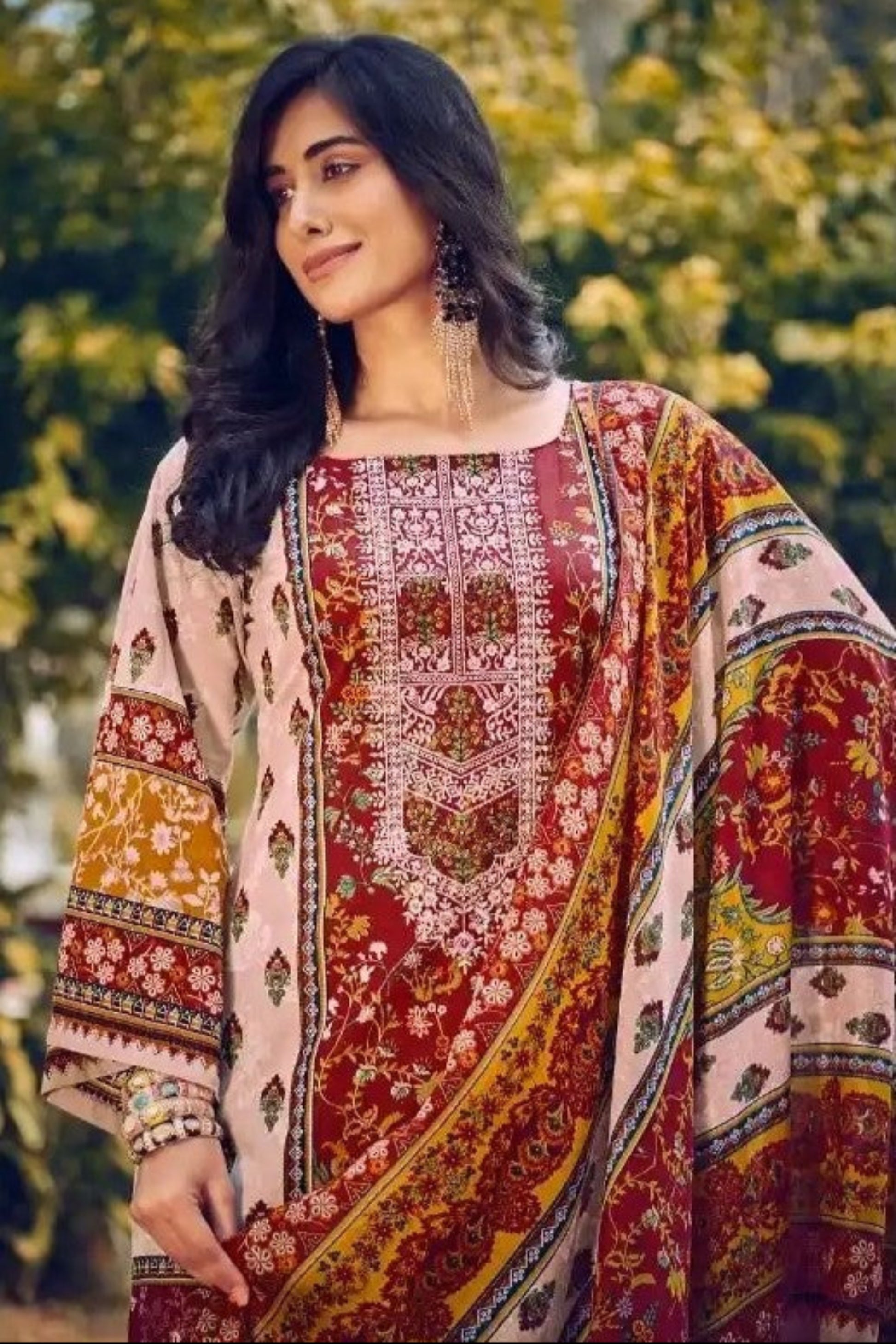 Light pink cotton outfit with a soft and feminine charm, perfect for casual wear, daytime events, and festive gatherings.

