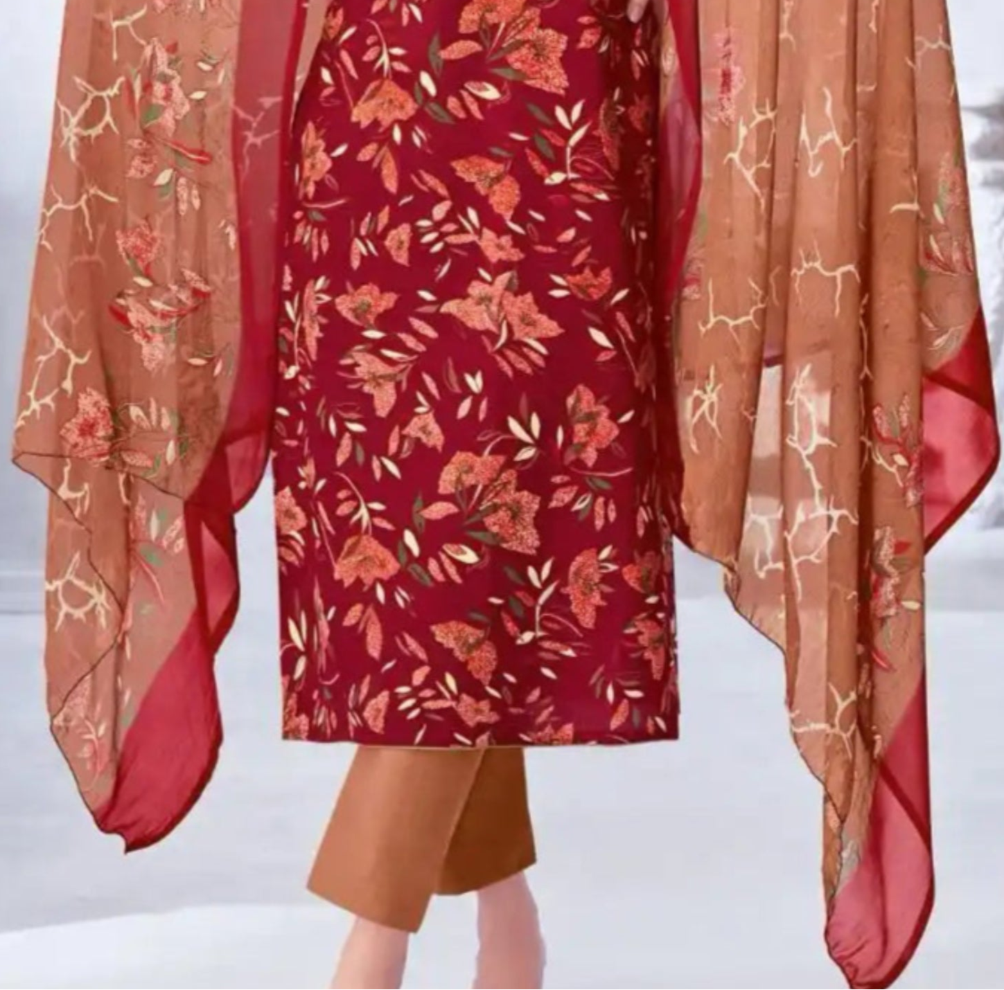 Red cotton outfit with a bold and vibrant flair, perfect for festive occasions, cultural celebrations, and eye-catching everyday wear.
