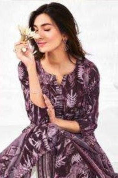 Mauve purple cotton outfit with a soft, elegant charm, perfect for serene festive moments, casual outings, and graceful everyday wear.
