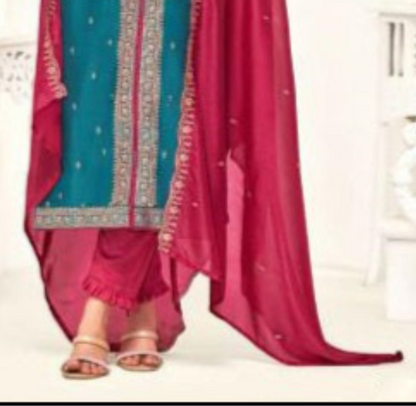 Ramdan Special Teal Blue Color Designer Embroidery Work Shalwar Kameez
