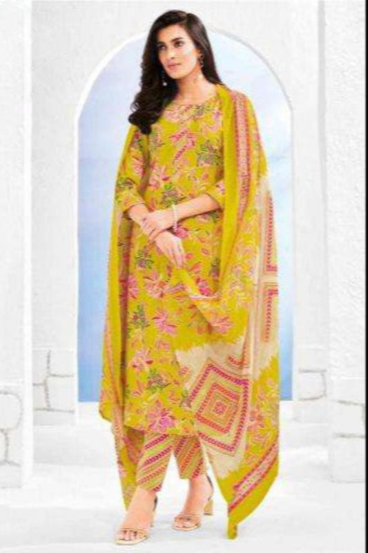 Yellow cotton outfit with a bright and cheerful vibe, perfect for festive mornings, casual outings, and radiant everyday wear.
