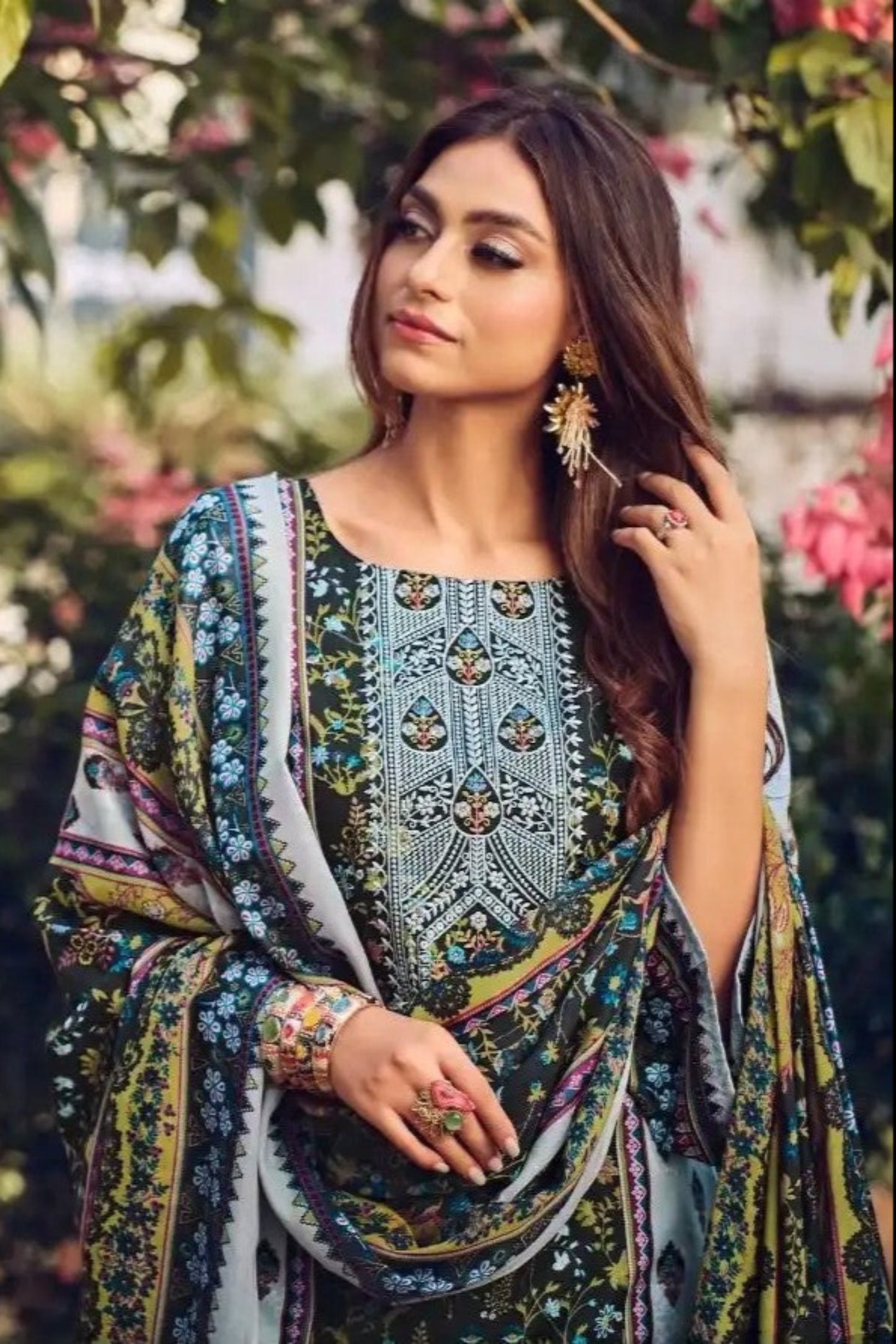 Steel blue cotton outfit with a calm and contemporary appeal, ideal for casual wear, office days, and relaxed festive occasions.
